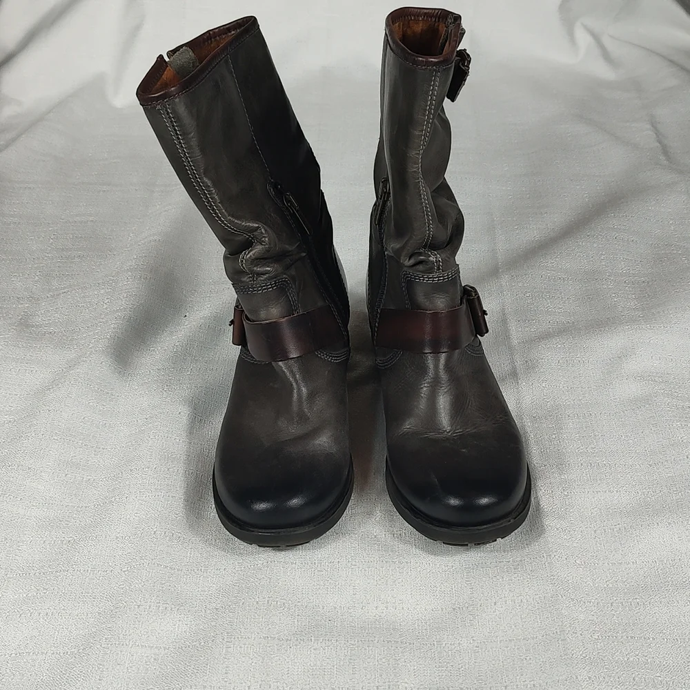 Pikolinos Tall Combat Boots Dark Gray Boots Brown Buckles Biker Boots Size EU 36 - Picture 2 of 10